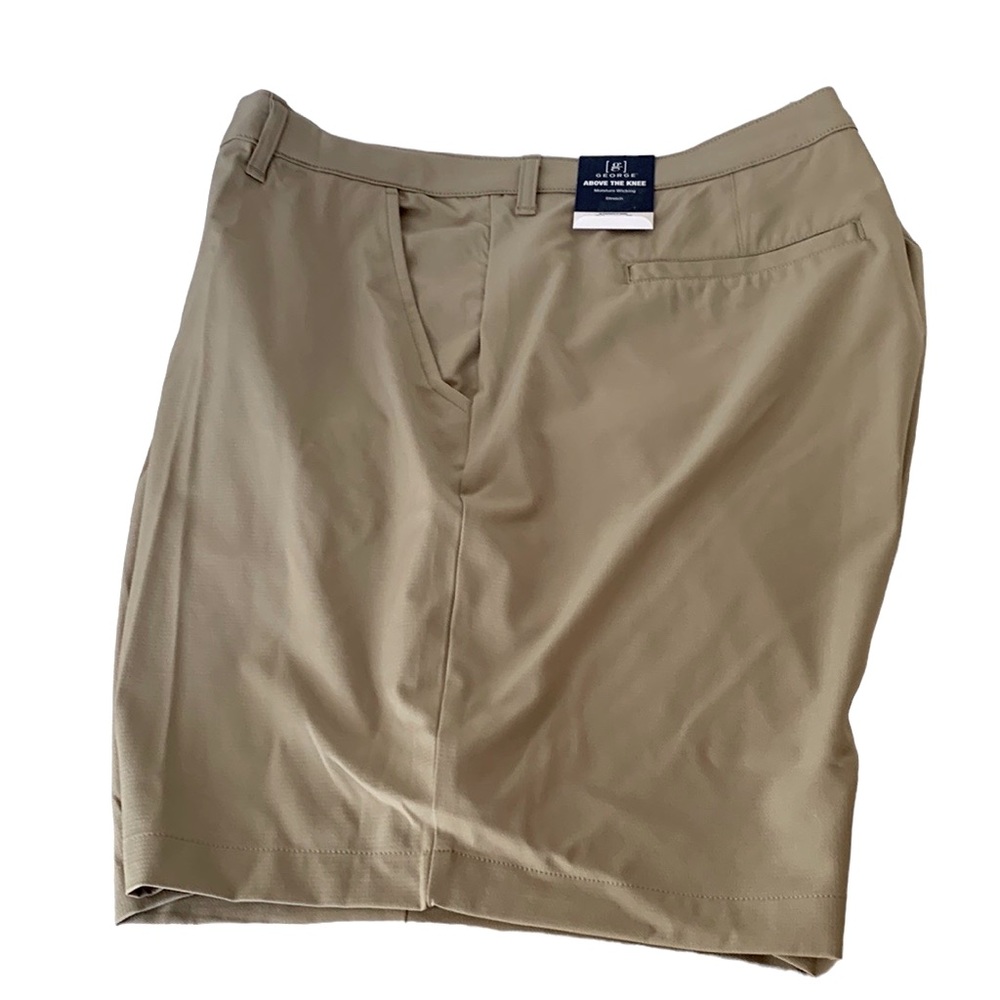 George, Performance Shorts, flat front , beige/khaki color